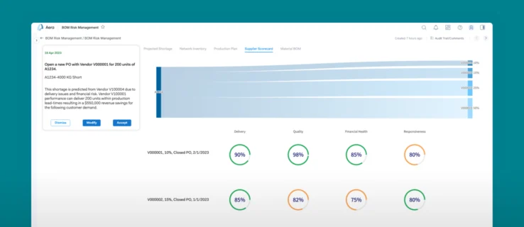 Best Supplier Selection screen